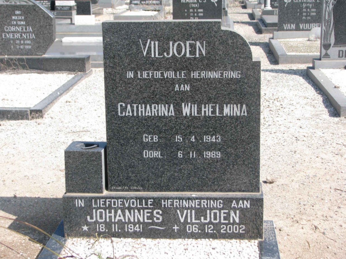 VILJOEN Johannes 1941-2002 &amp; Catharina Wilhelmina 1943-1989