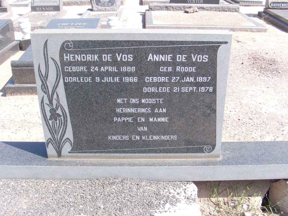 VOS Hendrik, de 1888-1966 &amp; Annie ROODE 1897-1978
