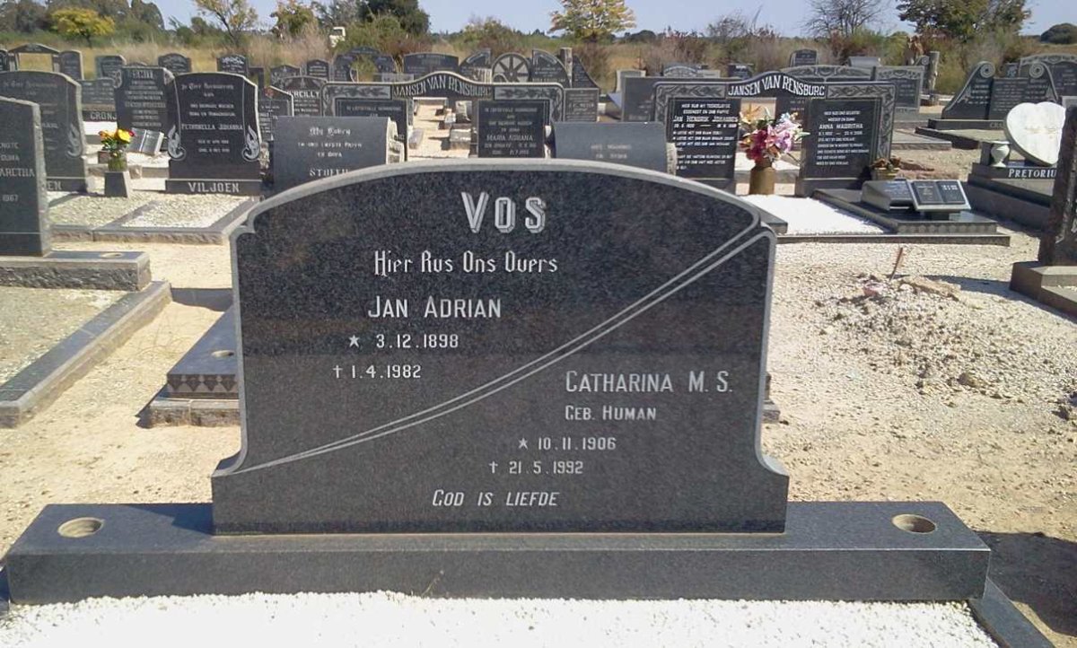 VOS Jan Adrian 1898-1982 &amp; Catharina M.S. HUMAN 1906-1992