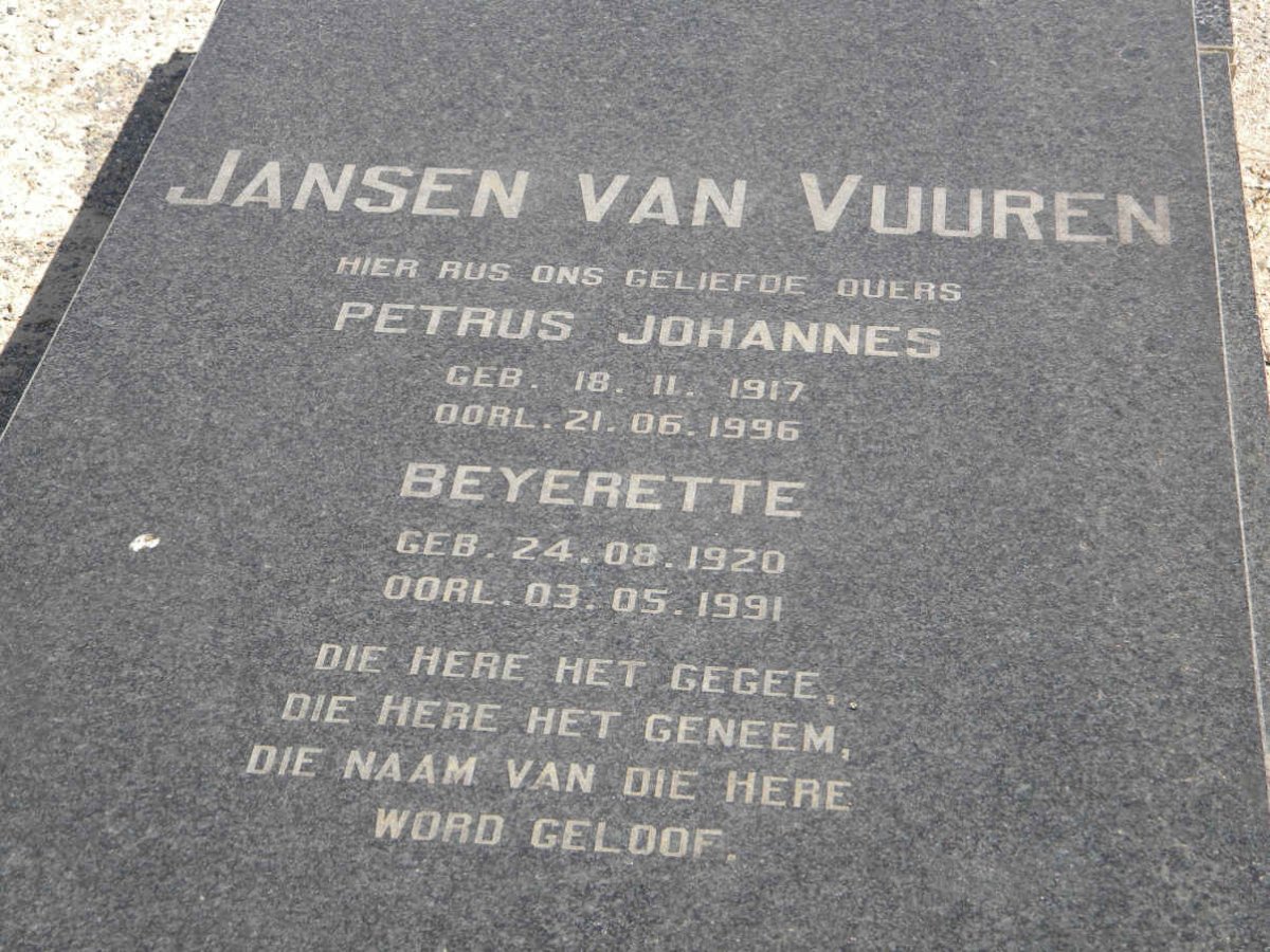 VUUREN Petrus Johannes, Jansen van 1917-1996 &amp; Beyerette 1920-1991