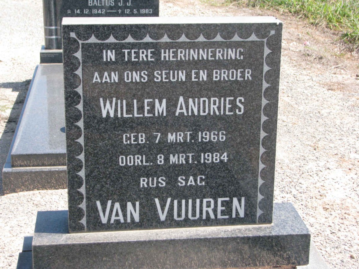 VUUREN Willem Andries, van 1966-1984