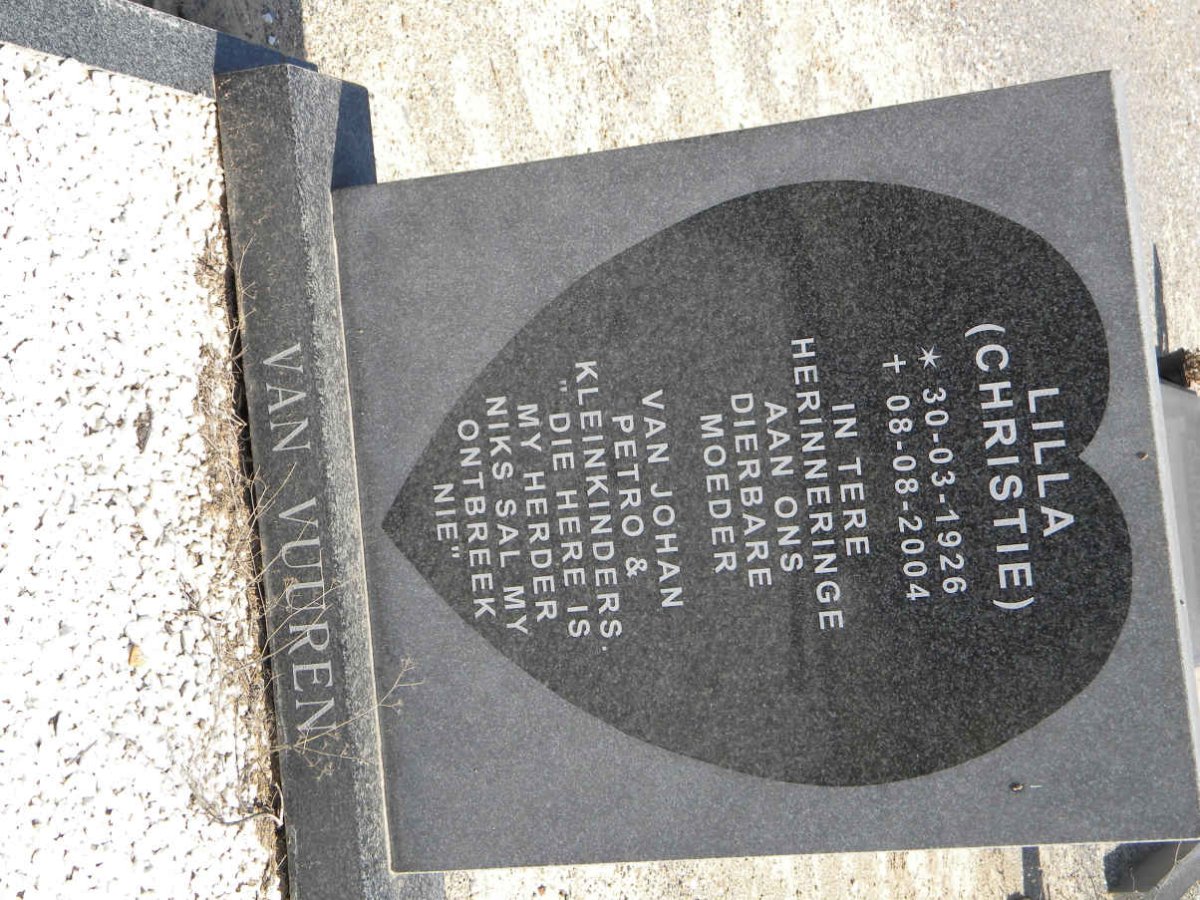 VUUREN Lila, van nee CHRISTIE 1926-2004