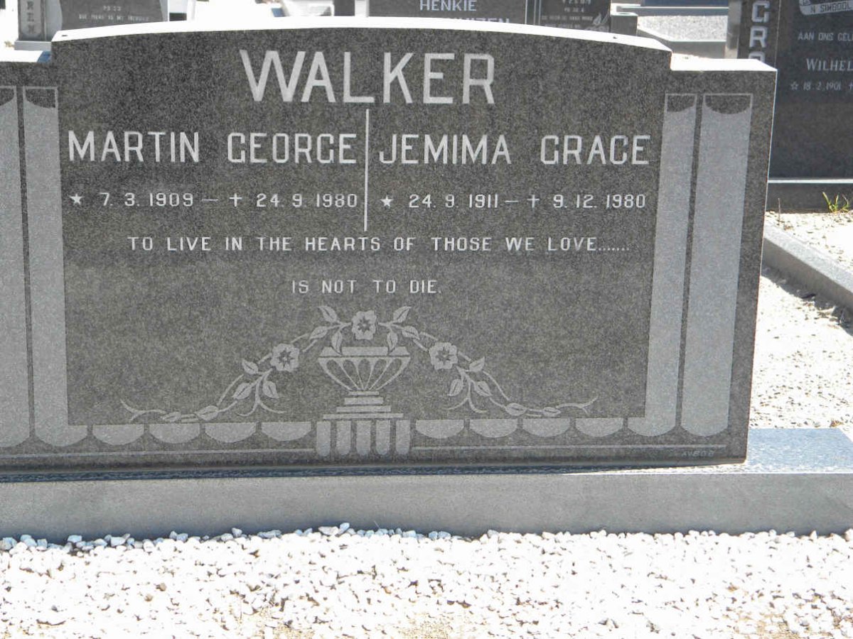 WALKER Martin George 1909-1980 &amp; Jemima Grace 1911-1980