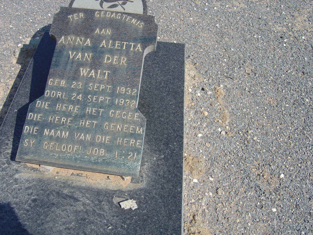 WALT Anna Aletta, van der 1932-1932