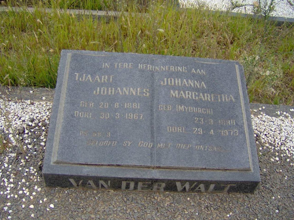 WALT Tjaart Johannes, van der 1881-1967 &amp; Johanna Margaretha MYBURGH 1888-1973
