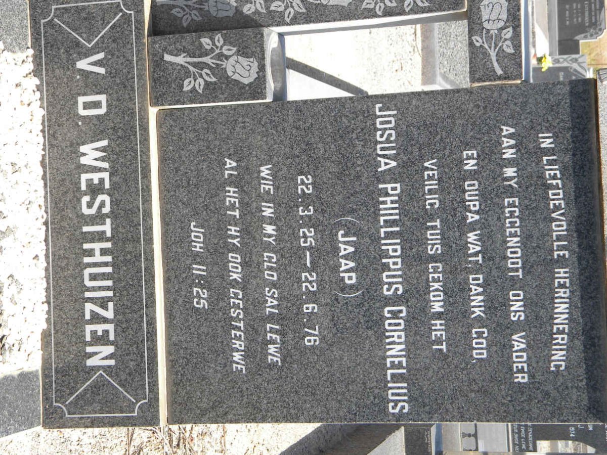 WESTHUIZEN Josua Phillippus Cornelius, van der 1925-1976
