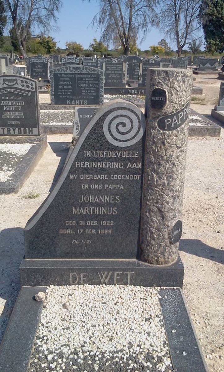 WET Johannes Marthinus, de 1922-1959