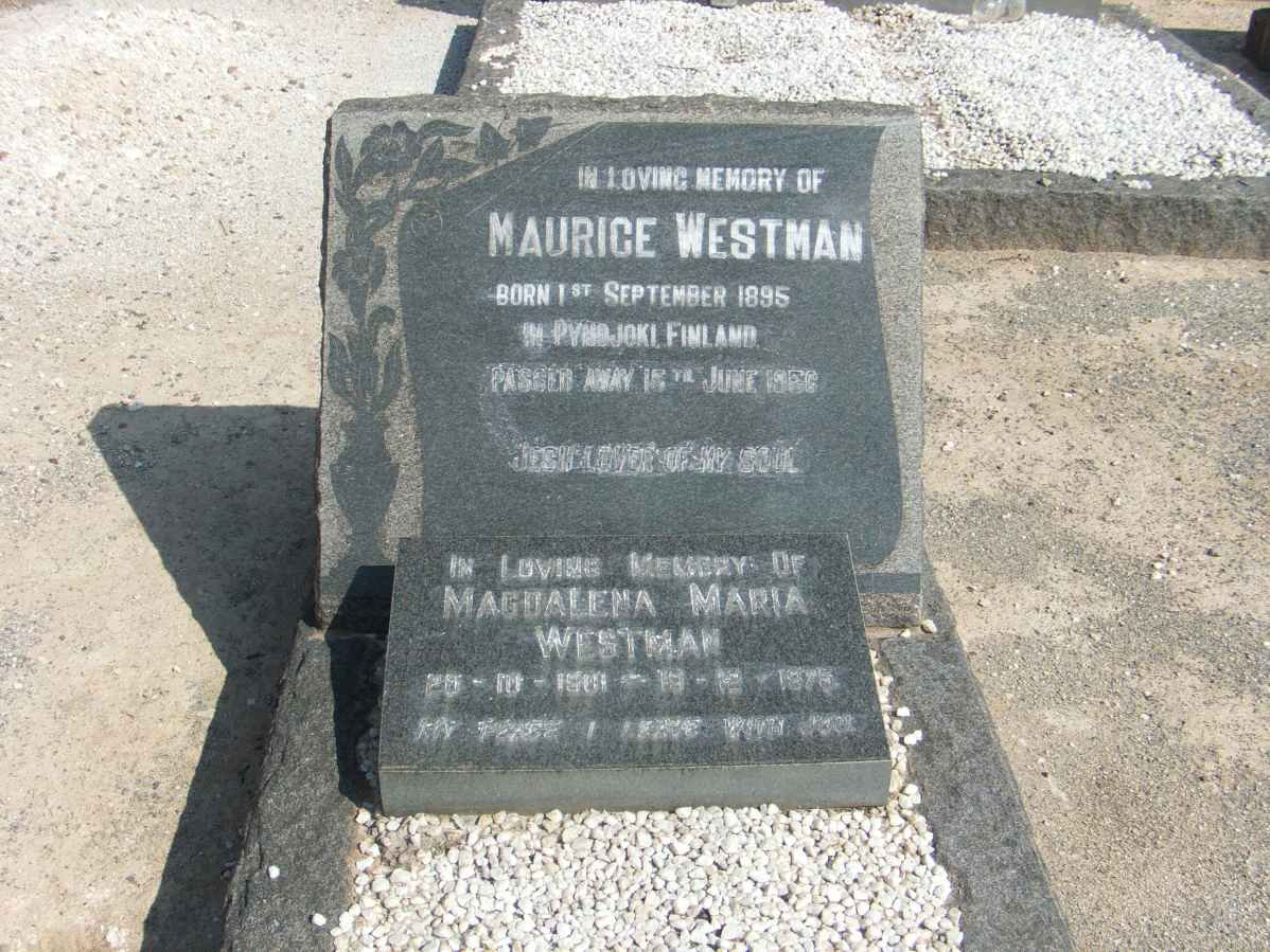 WESTMAN Maurice 1895-1956 &amp; Magdalena Maria 1901-1975