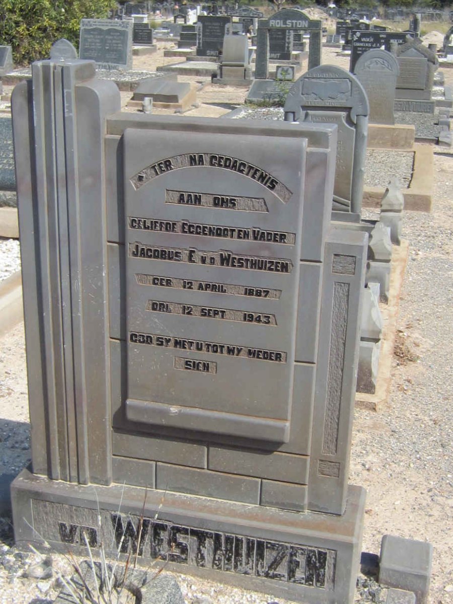 WESTHUIZEN Jacobus E., v.d. 1887-1943