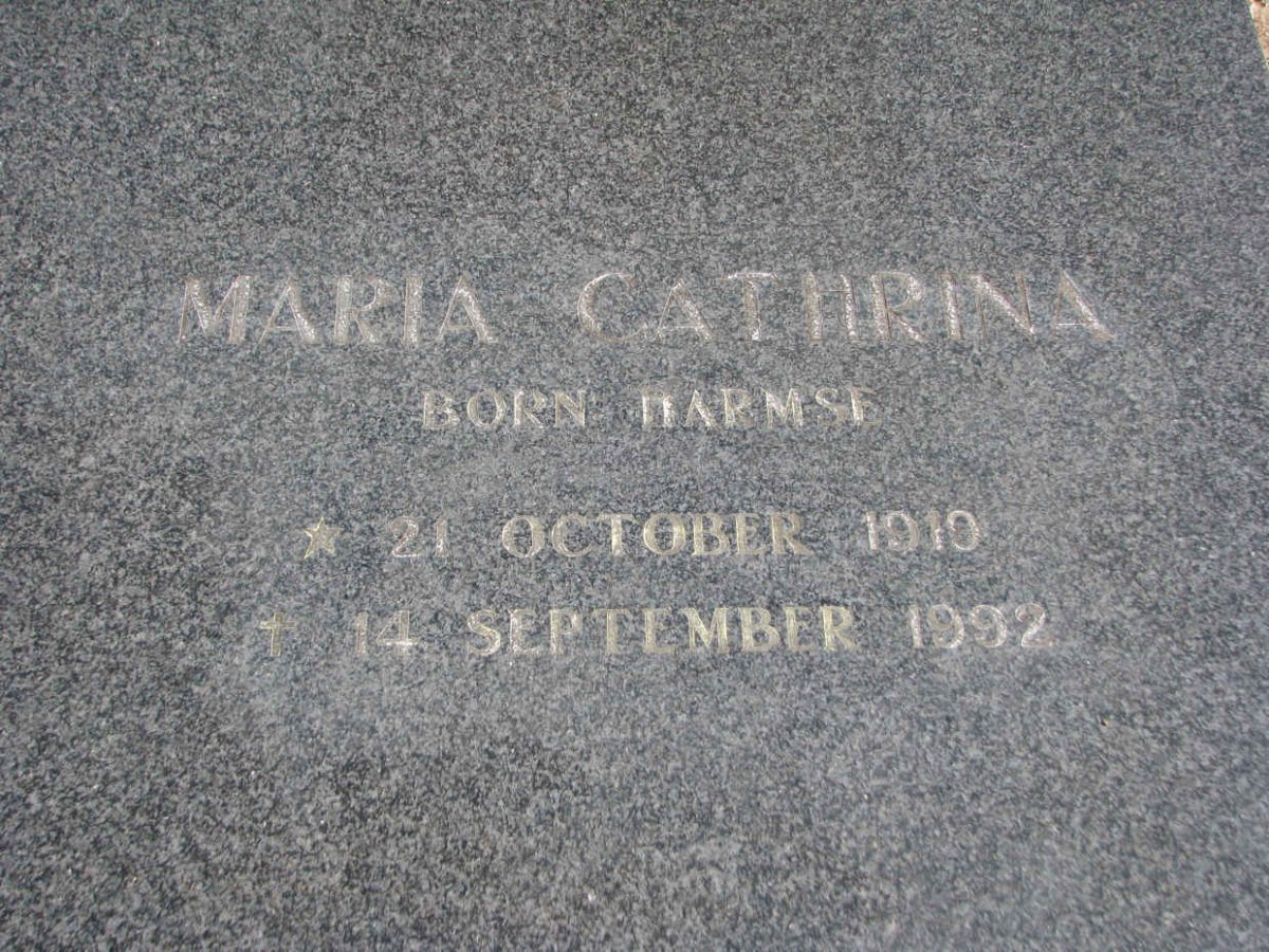 WISSING Maria Cathrina nee HARMSE 1910-1992