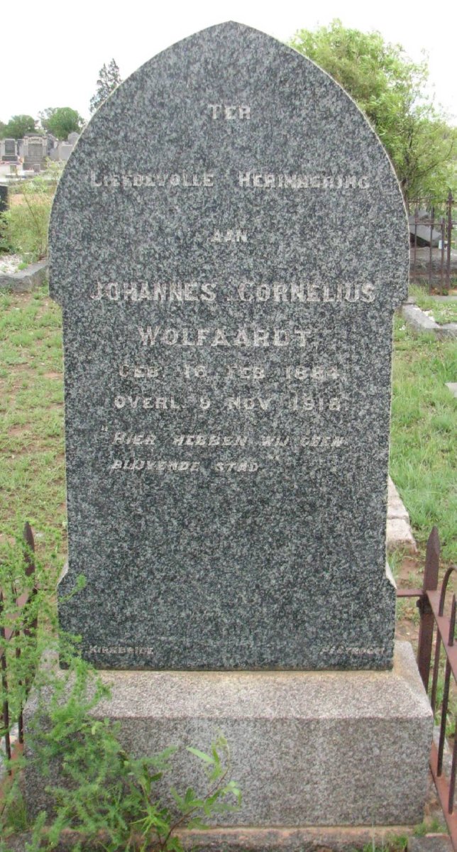 WOLFAARDT Johannes Cornelius 1884-1918