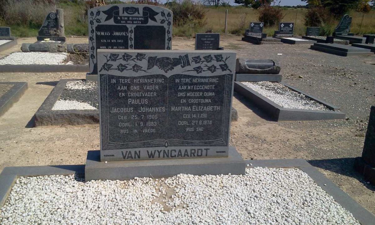 WYNGAARDT Paulus Jacobus Johannes, van 1905-1983 &amp; Martha Elizabeth 1911-1974