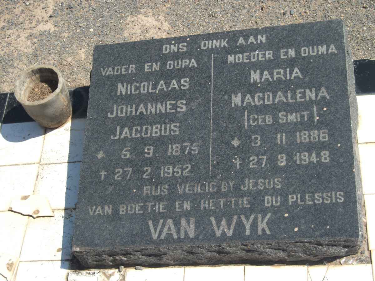 WYK Nicolaas Johannes Jacobus, van 1875-1952 &amp; Maria Magdalena SMIT 1886-1948 