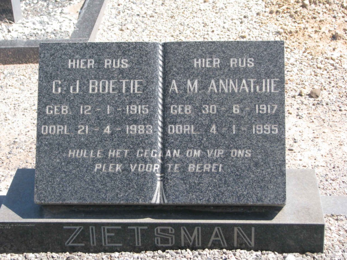 ZIETSMAN C.J. 1915-1983 &amp; A.M. 1917-1995