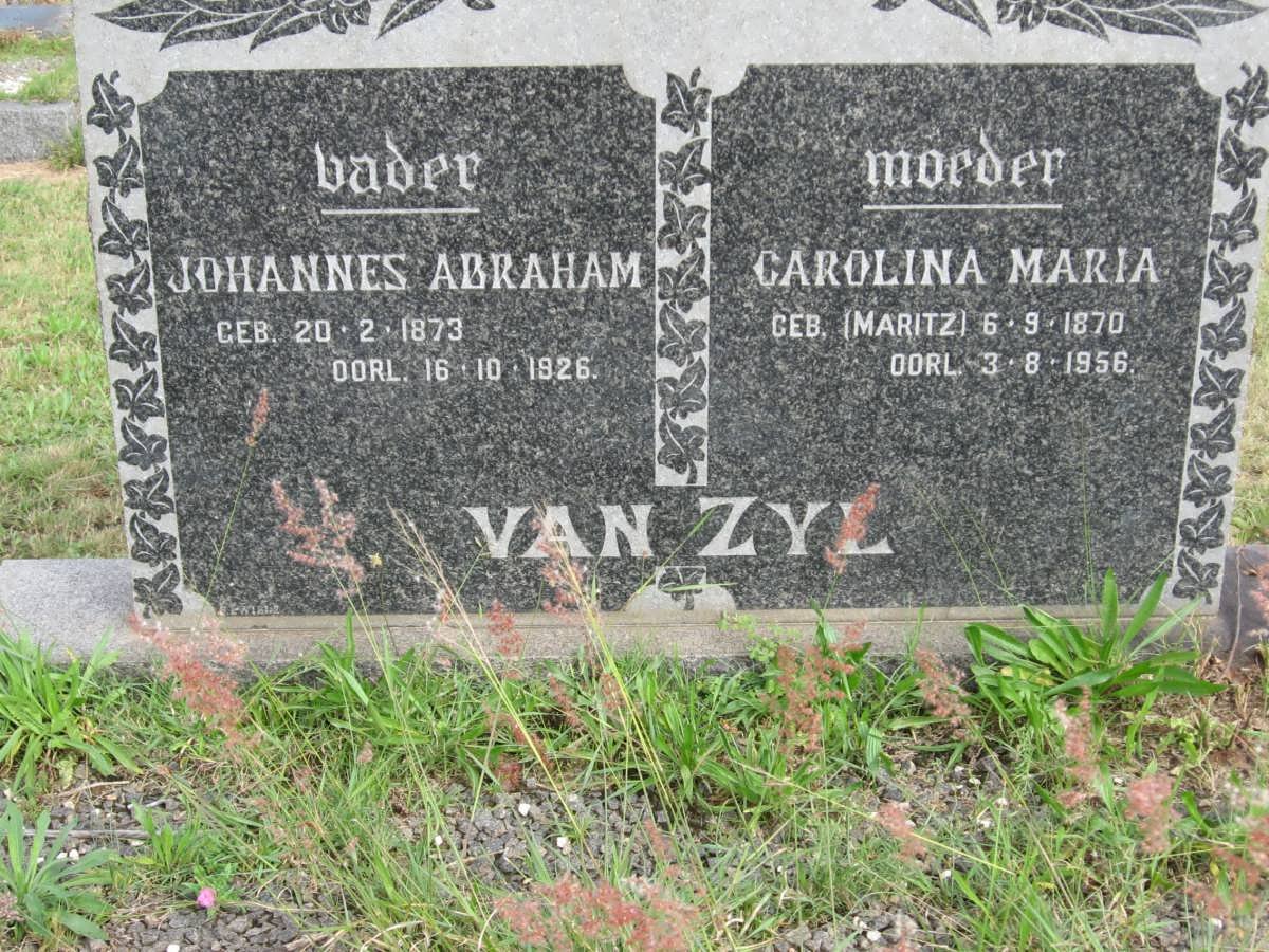 ZYL Johannes Abraham, van 1873-1926 &amp; Carolina Maria MARITZ 1870-1956