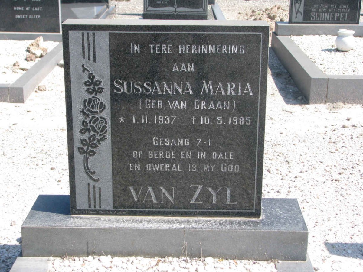 ZYL Susanna Maria, van nee VAN GRAAN 1937-1985
