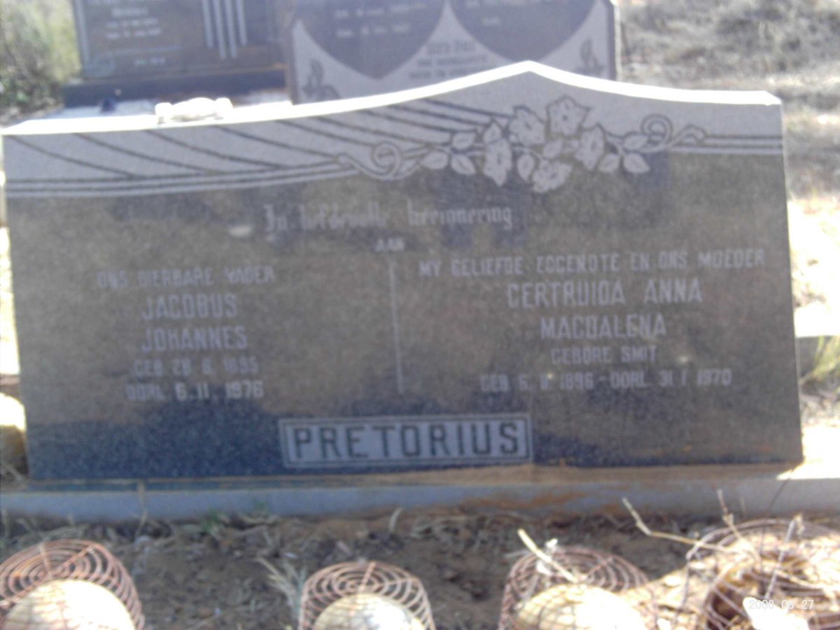 PRETORIUS Jacobus Johannes 18?5-1976 &amp; Gertruida Anna Magdalena SMIT 189?-1970