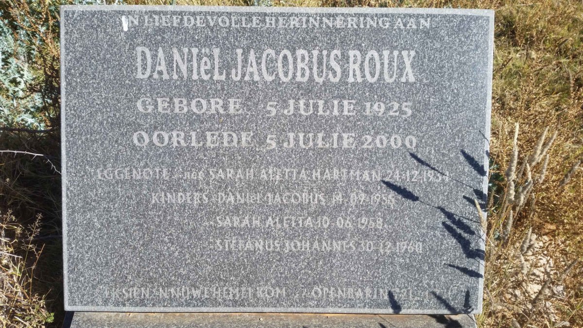 ROUX Daniël Jacobus 1925-2000