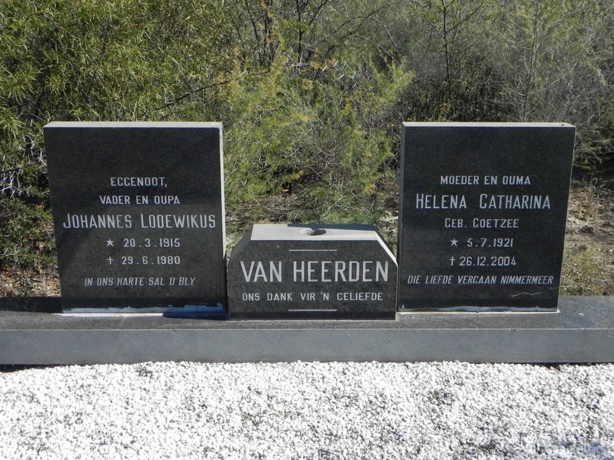 HEERDEN Johannes Lodewikus, van 1915-1980 &amp; Helena Catharina COETZEE 1921-2004