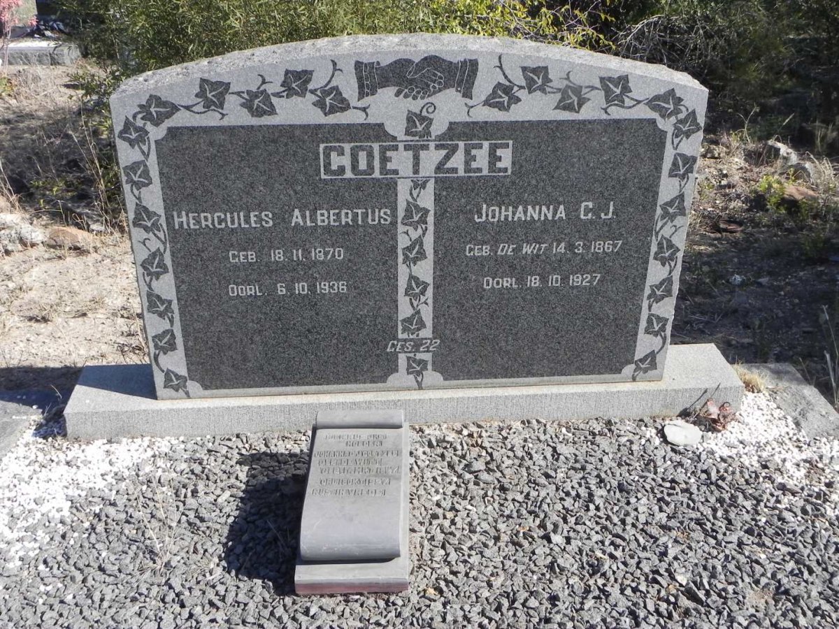 COETZEE Hercules Albertus 1870-1936 &amp; Johanna G.J. DE WIT 1867-1927