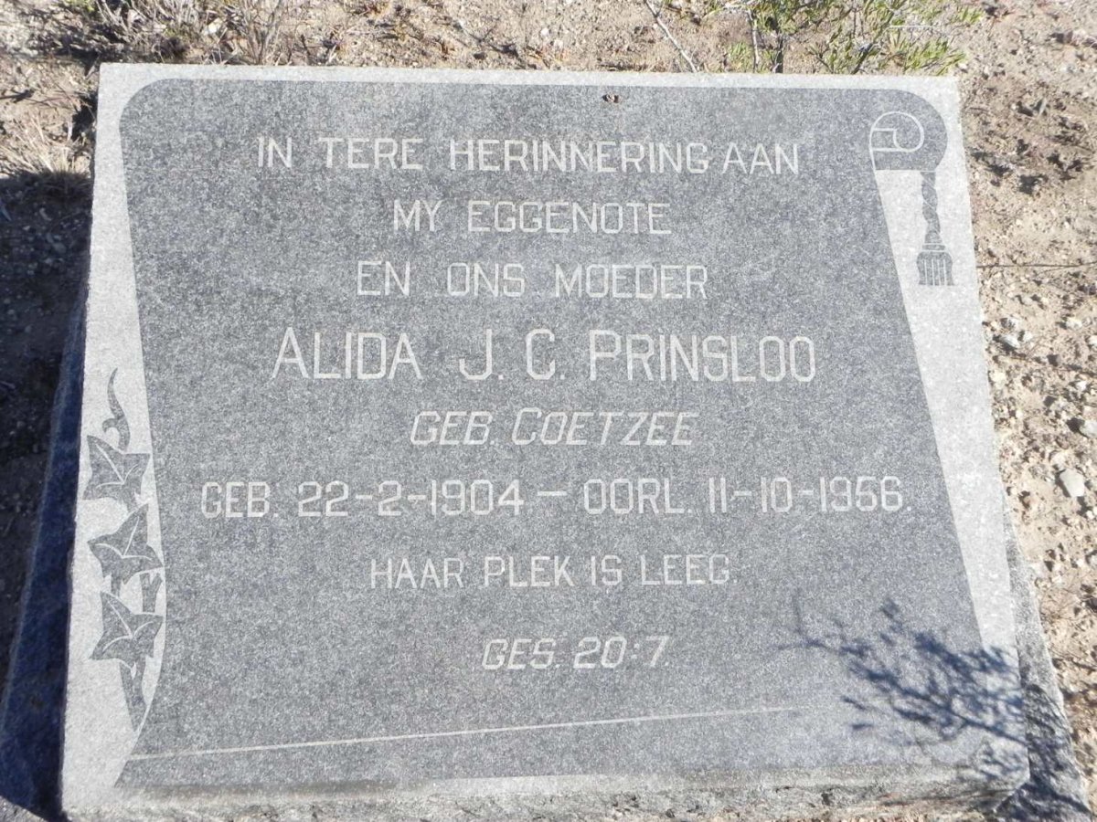 PRINSLOO Alida J.C. nee COETZEE 1904-1956
