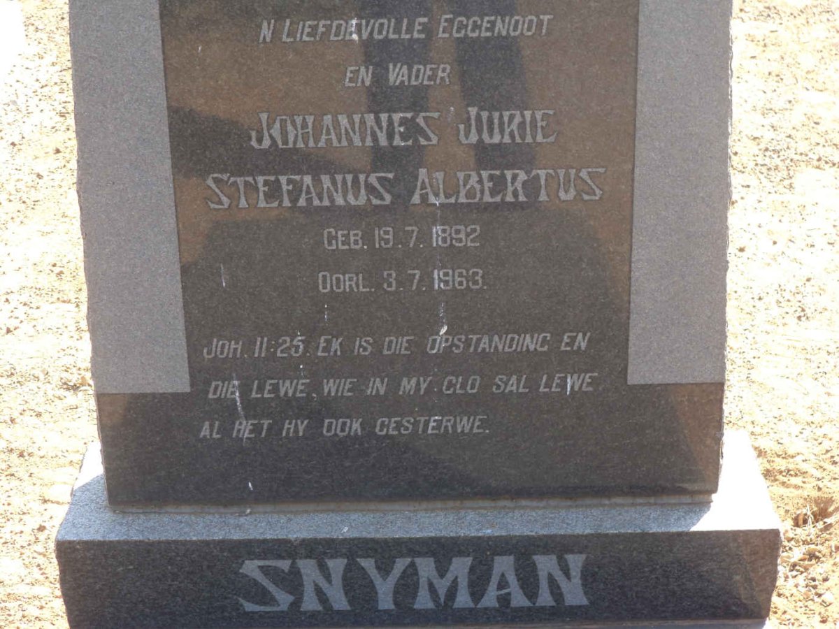 SNYMAN Johannes Jurie Stefanus Albertus 1892-1963