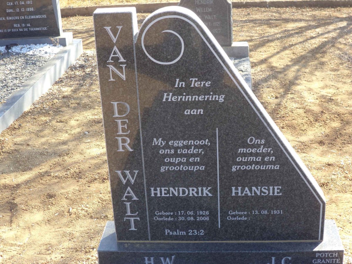 WALT H.W., van der 1926-2006 &amp; J.C. 1931-
