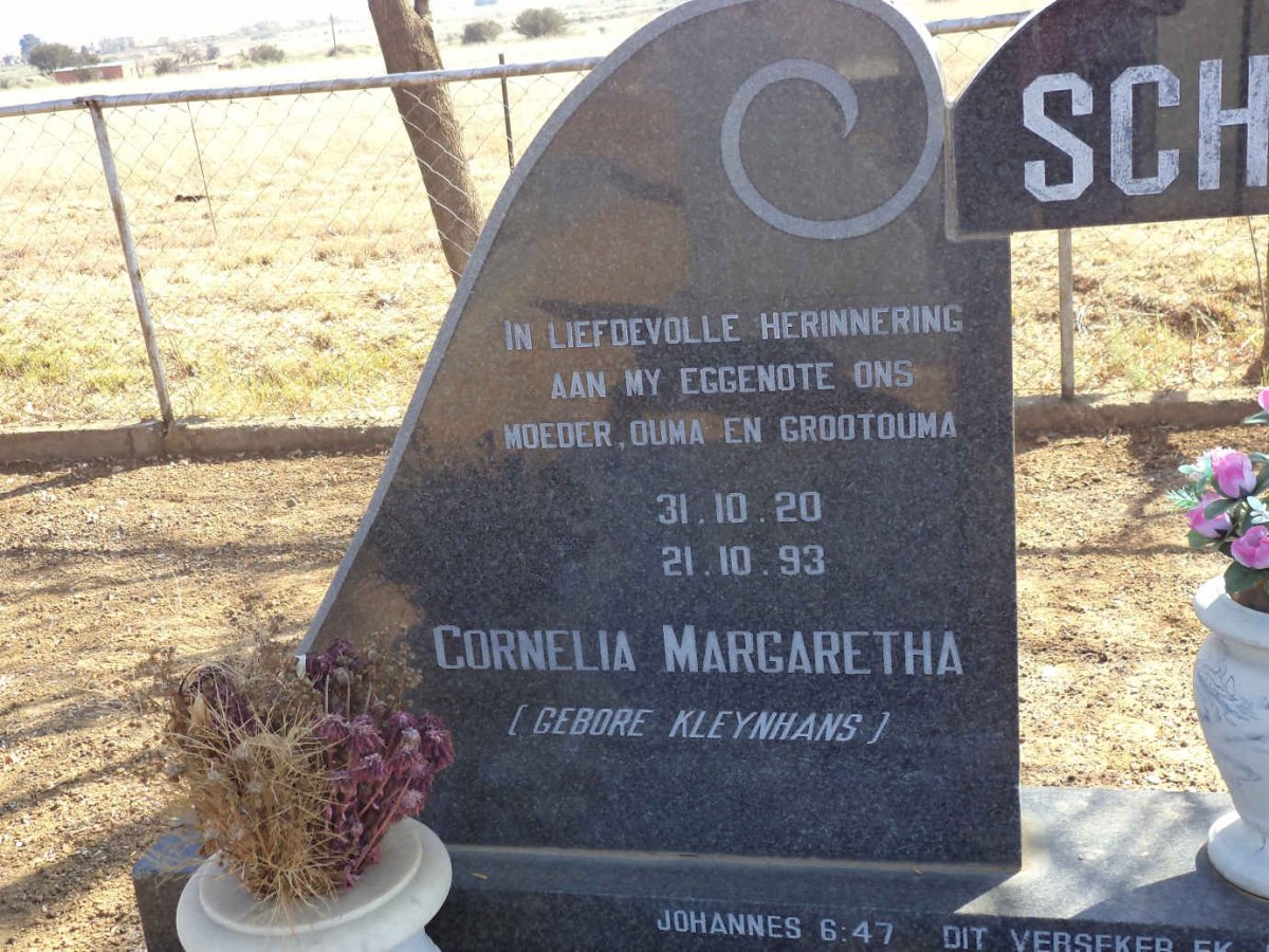 SCHUTTE Jan Gerhardus Lodewikus 1914-1998 &amp; Cornelia Margaretha KLEYNHANS 1920-1993