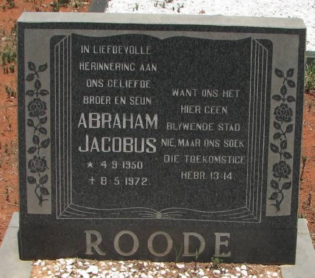 ROODE Abraham Jacobus 1950-1972