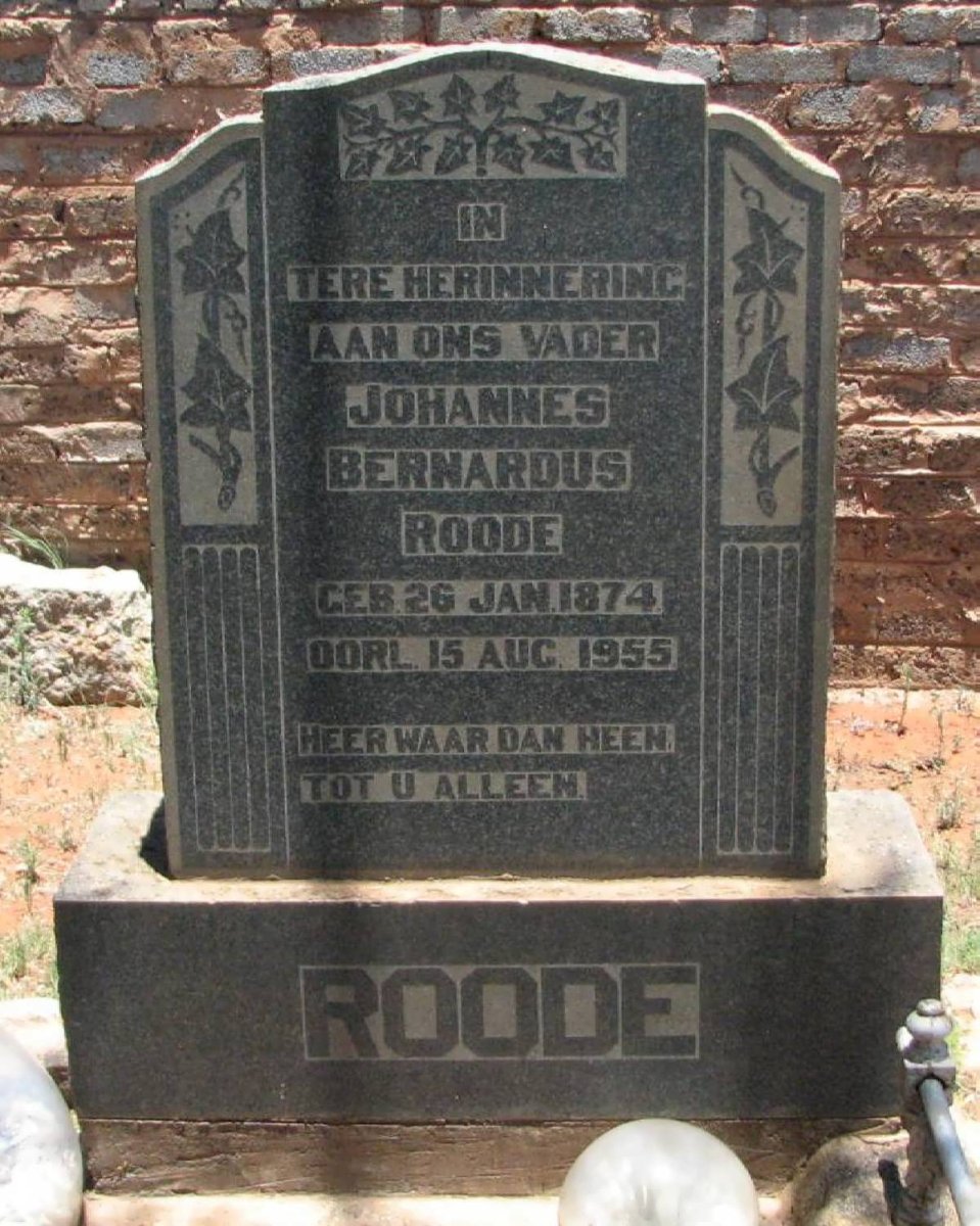 ROODE Johannes Bernardus 1874-1955
