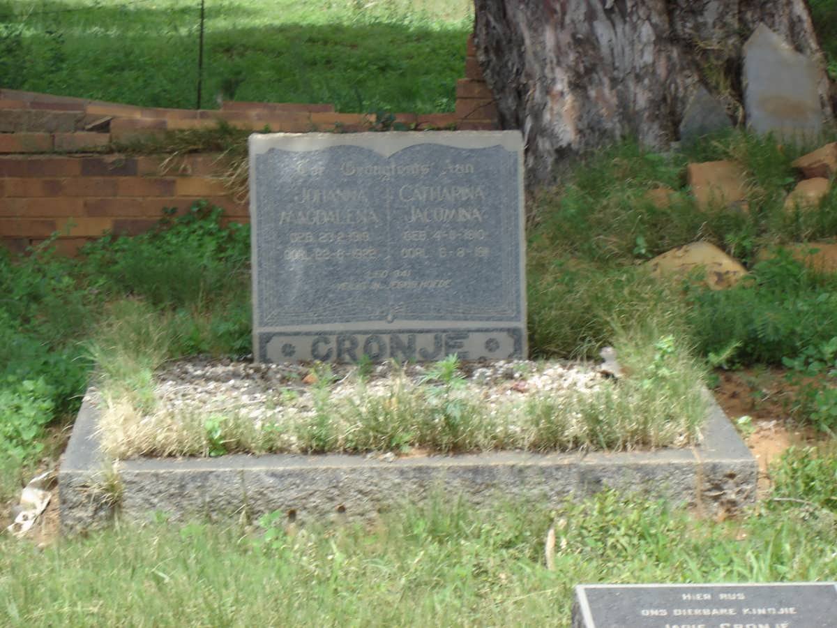 CRONJE Johanna Magdalena 1919-1922 :: CRONJE Catharina Jacomina 1910-1911