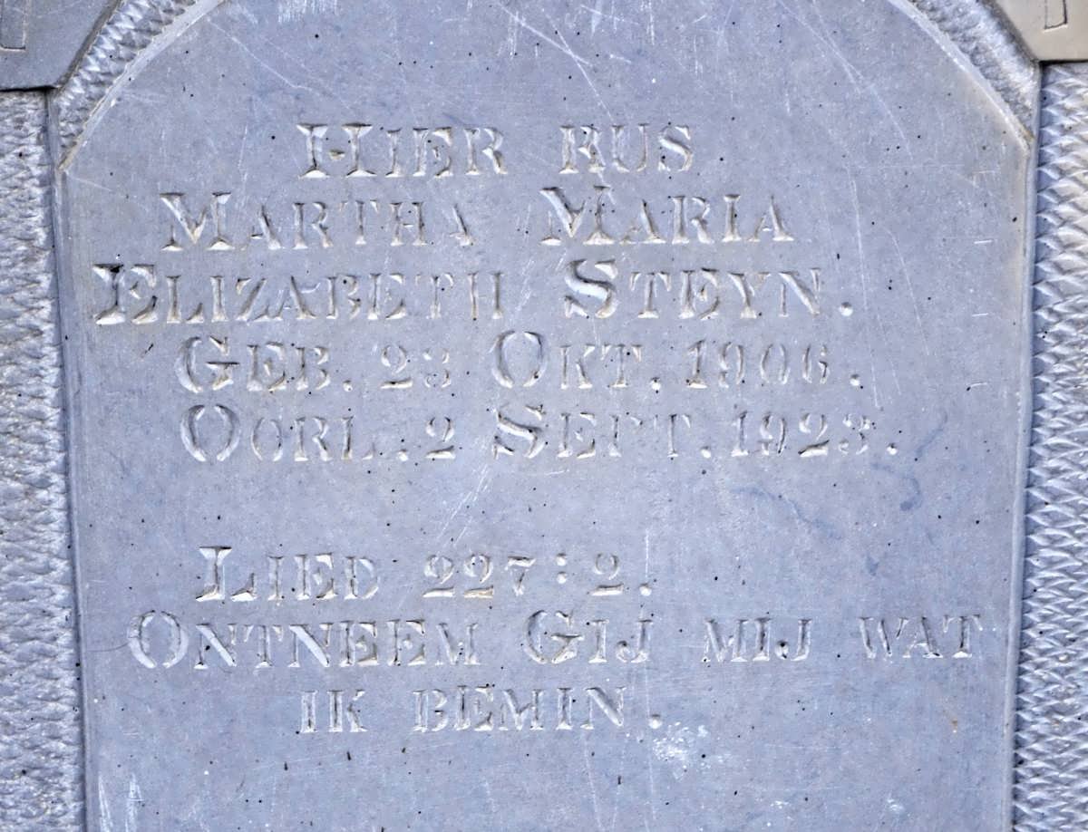 STEYN Martha Maria 1906-1923