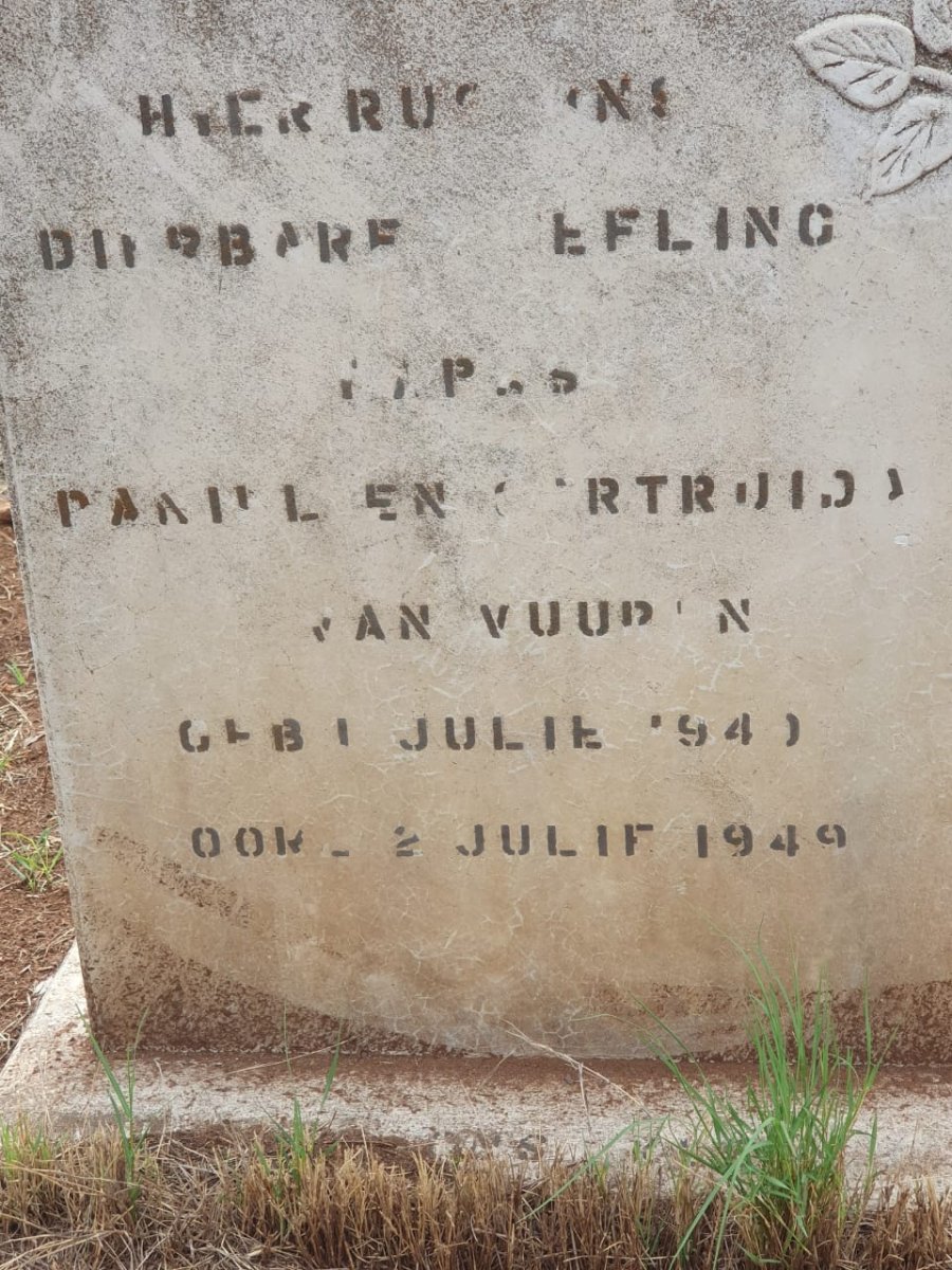VUUREN Daniel, van 1949-1949 :: VAN VUUREN Gertruida 1949-1949