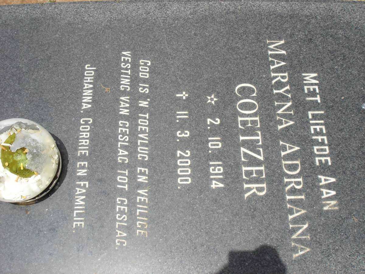COETZER Maryna Adriana 1914-2000