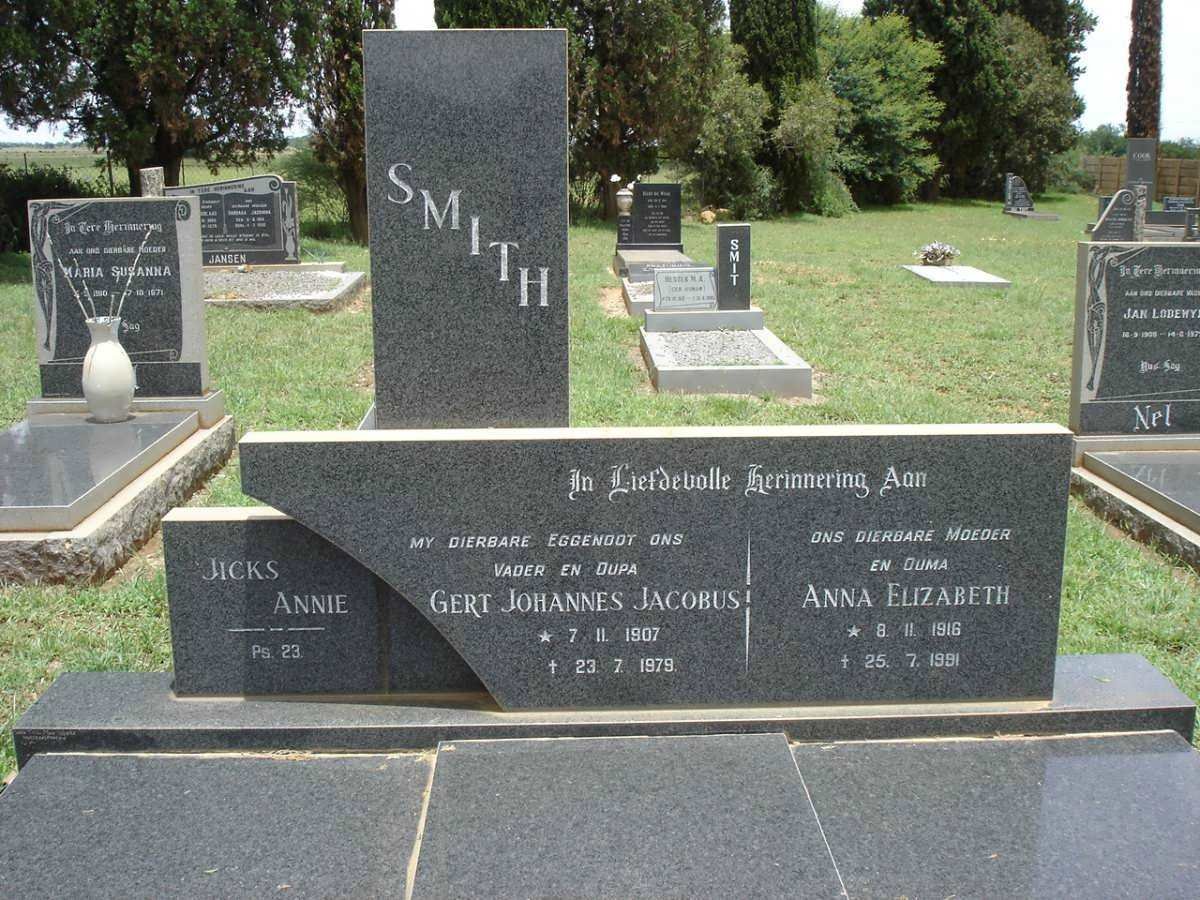 SMITH Gert Johannes Jacobus 1907-1979 &amp; Anna Elizabeth 1916-1991