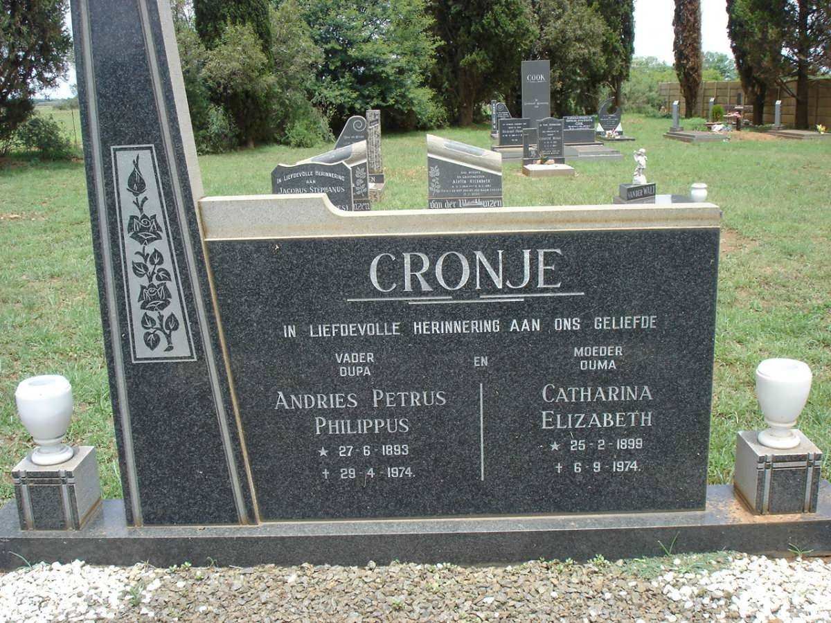 CRONJE Andries Petrus Philippus 1893-1974 &amp; Catahrina Elizabeth 1899-1974
