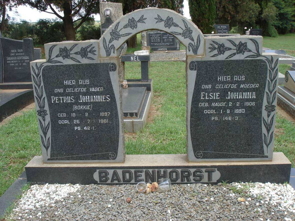 BADENHORST Petrus Johannes 1897-1961 &amp; Elsie Johanna NAUDE 1906-1993