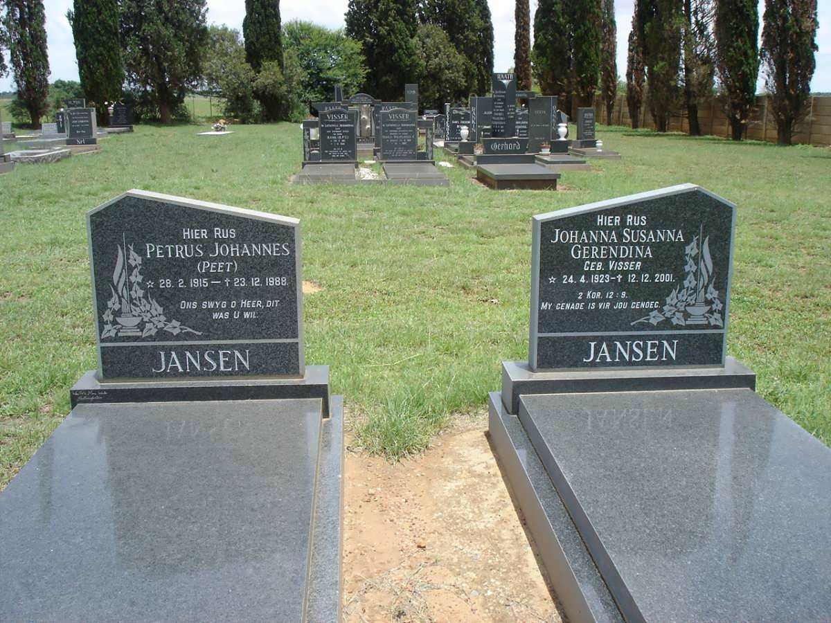 JANSEN Petrus Johannes 1915-1988 &amp; Johanna Susanna Gerendina VISSER 1923-2001