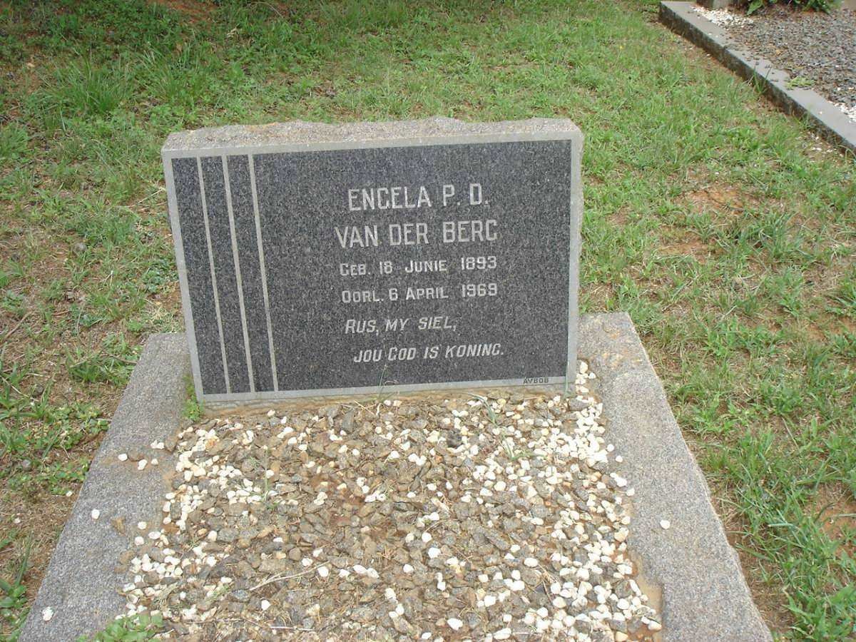 BERG Engela P.D,. van der 1893-1969
