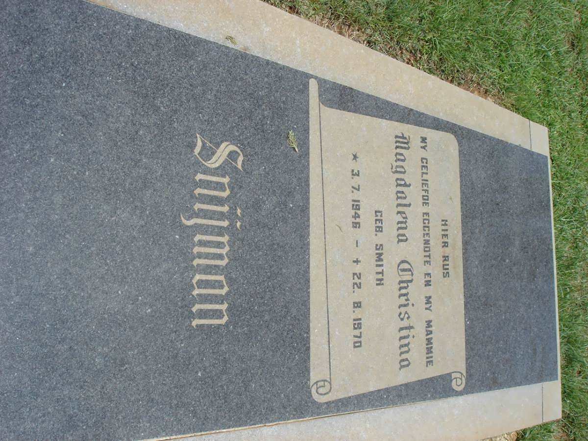 SNIJMAN Magdalena Christina nee SMITH 1946-1970