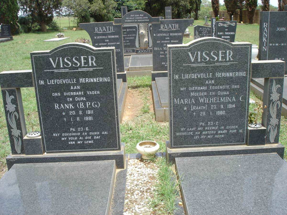 VISSER B.P.G. 1911-1981 &amp; Maria Wilhelmina C. RAATH 1914-1980