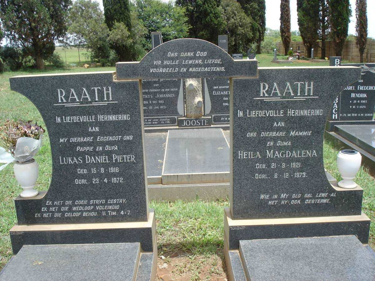 RAATH Lukas Daniel Pieter 1916-1972 &amp; Heila Magdalena 1921-1973