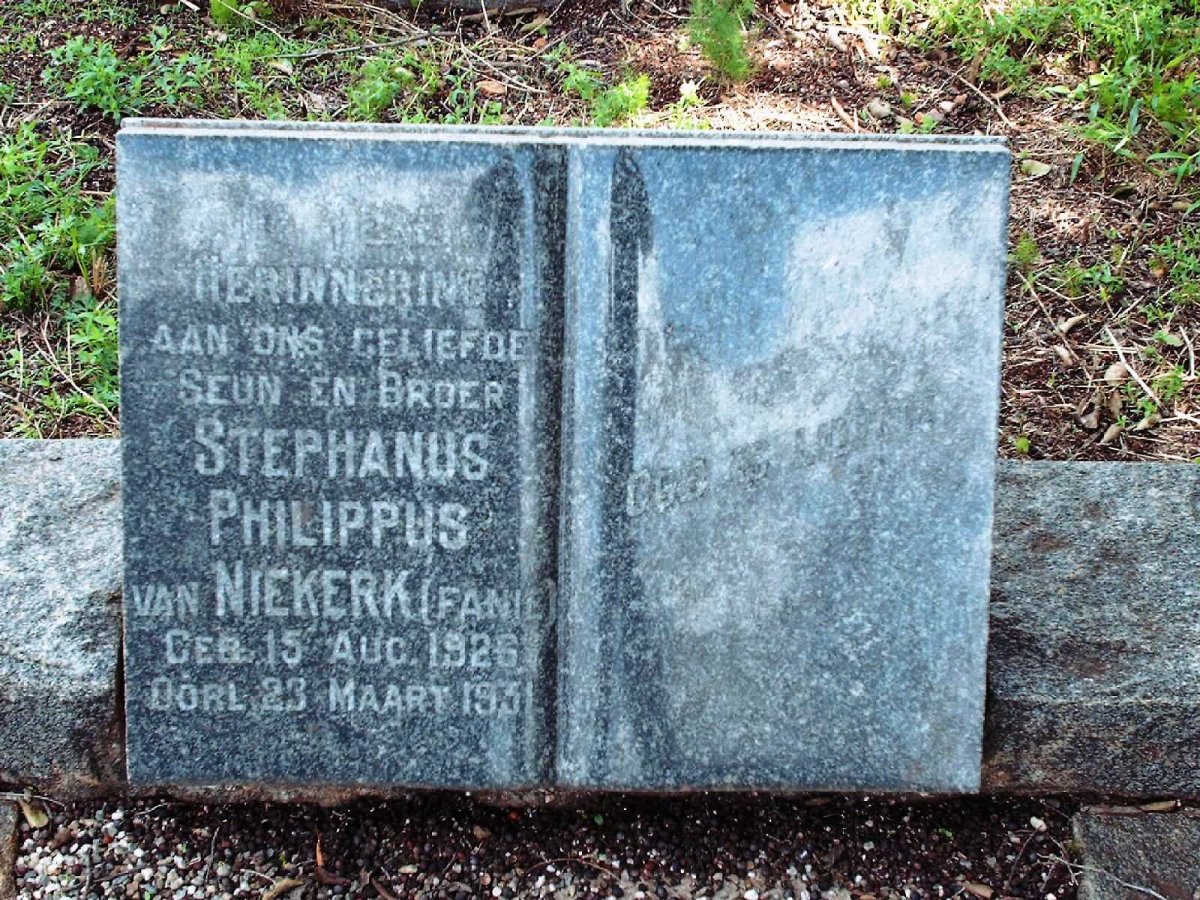 NIEKERK Stephanus Philippus, van 1926-1931