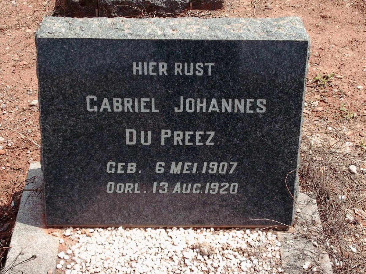 PREEZ Gabriel Johannes, du 1907-1920