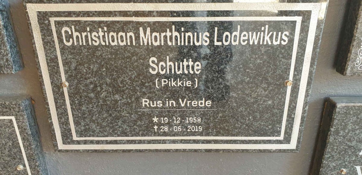 SCHUTTE Christiaan Marthinus Lodewikus 1958-2019