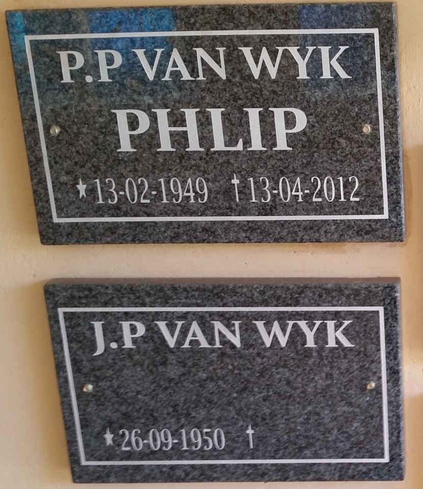 WYK P.P. van, 1949-2012 &amp; J.P. 1950-