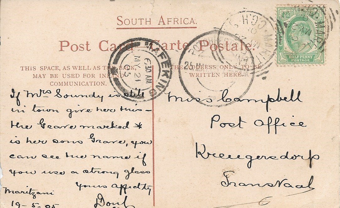 2. Postcard - Mafeking cemetery during Anglo Boer War