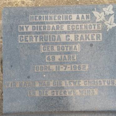 BAKER Gertruida C. nee BOTHA -1952