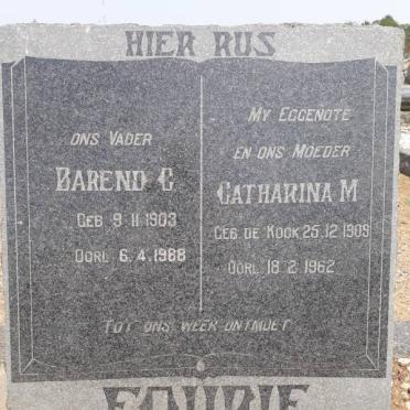 FOURIE Barend C. 1903-1988 &amp; Catharina M. DE KOCK 1909-1962