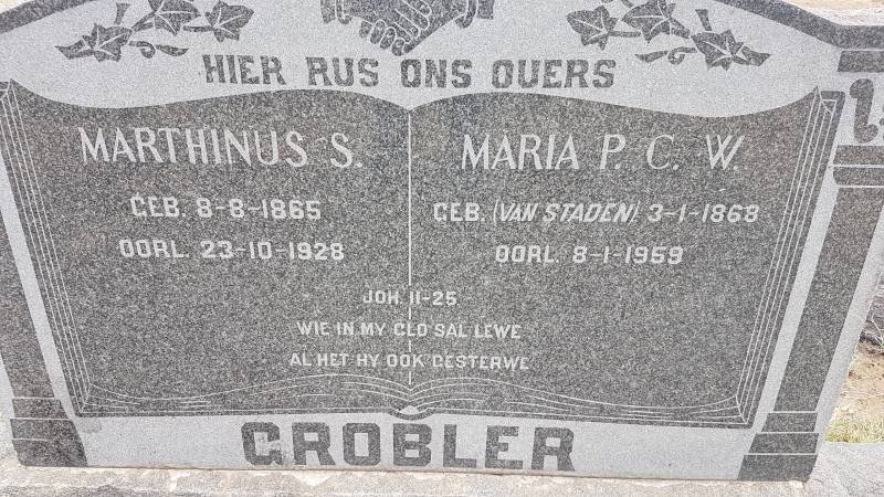 GROBLER Marthinus S. 1865-1928 &amp; Maria P.C.W. VAN STADEN 1868-1959